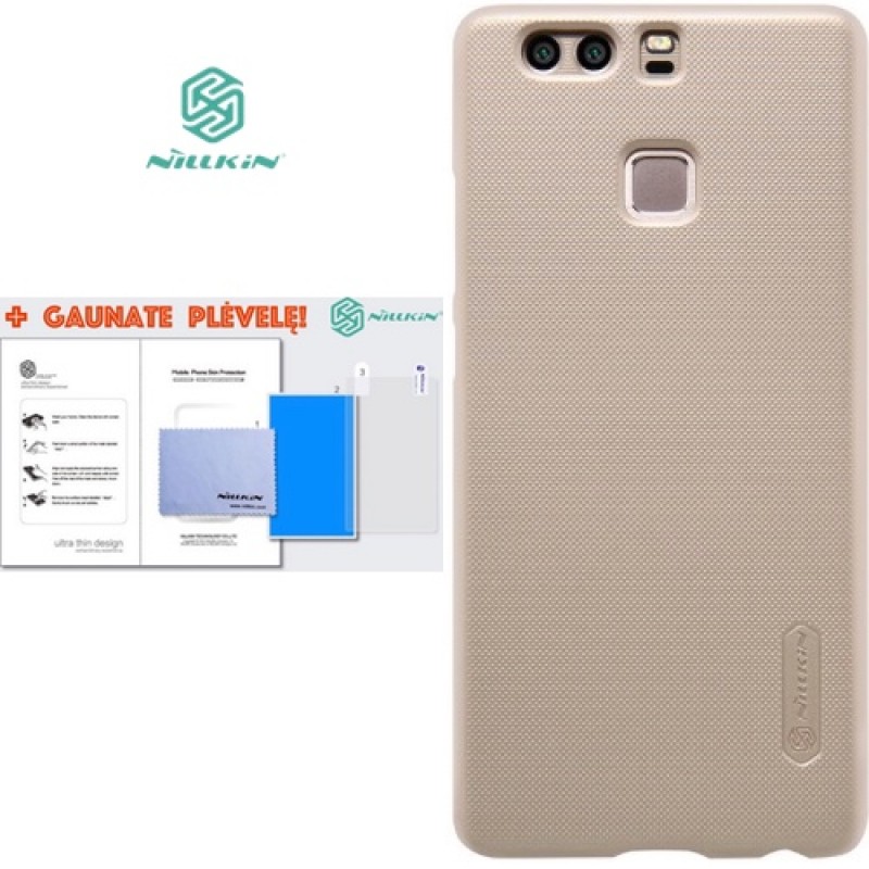 Nillkin f. shield dėklas auksinis + plėvelė (Huawei P9 pPus) Nillkin f. shield dėklas auksinis + plėvelė (Huawei P9 pPus)